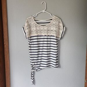 Maurices Striped Top with Lace Detail